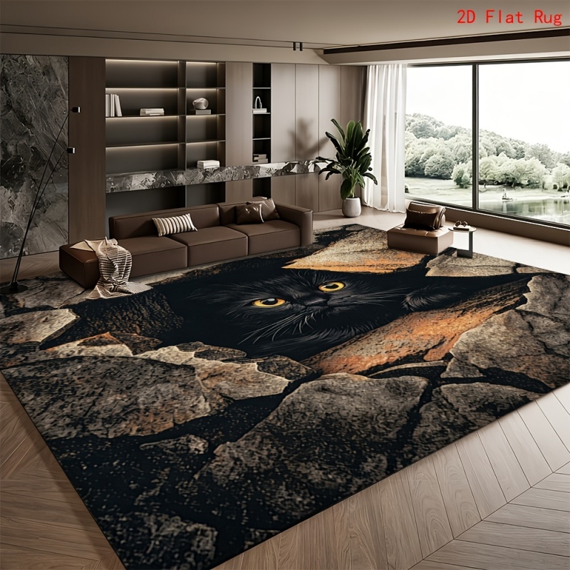 Commercial Printing Services - Karpet Besar Motif Kucing Hitam 2D